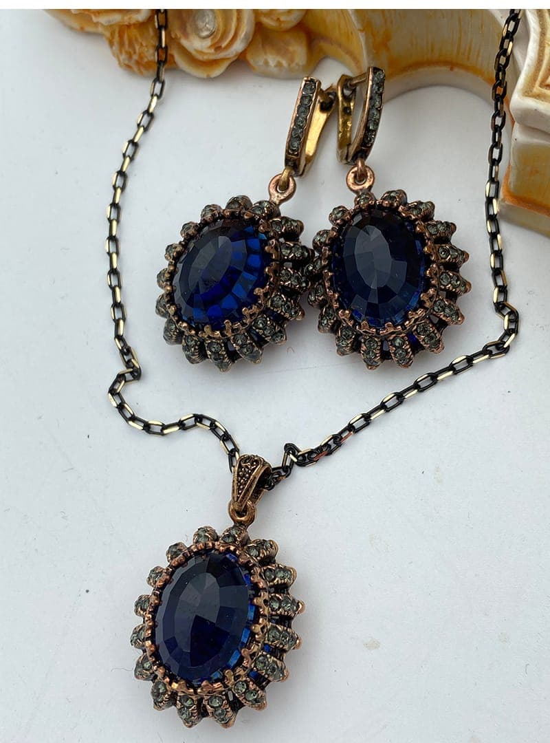 Safir Taşlı Kış Seti Bronz