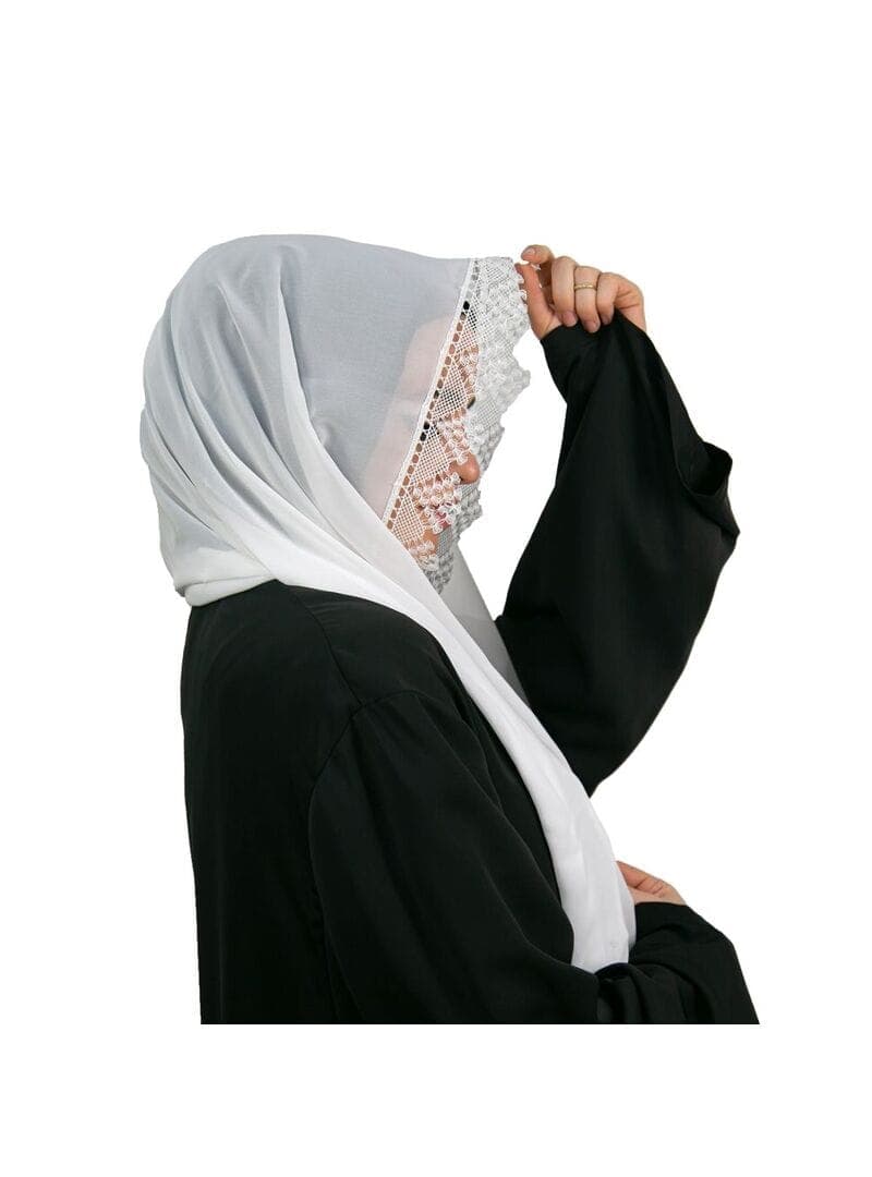 İğne Oyalı Şal Beyaz