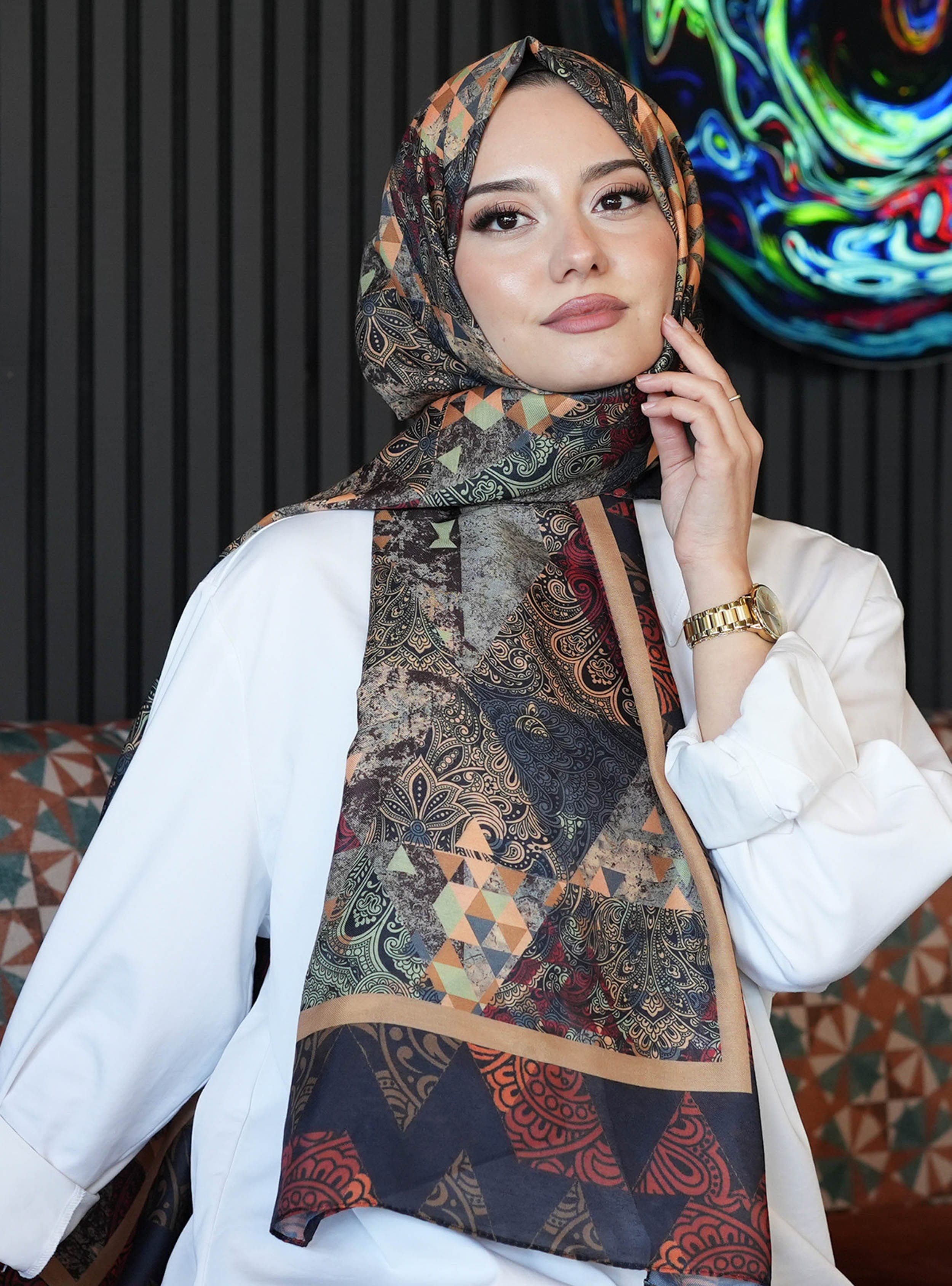 Paisley Desenli Pamuk Şal Bordo