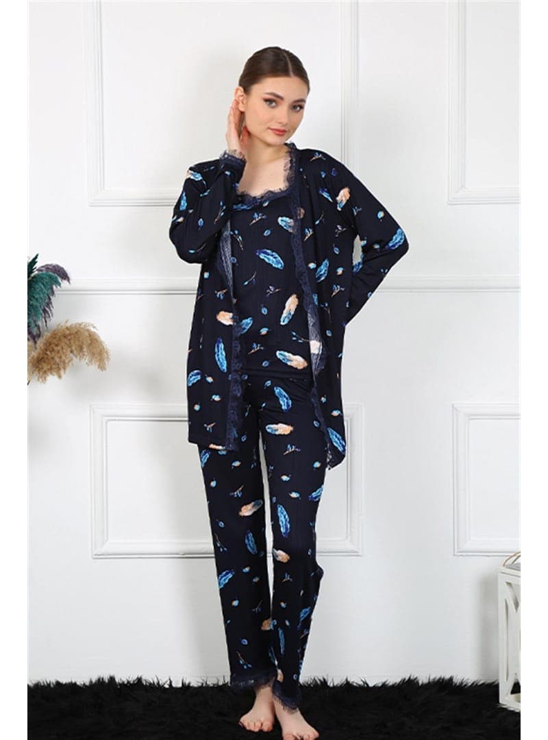 Lacivert Sabahlık Pijama Takım