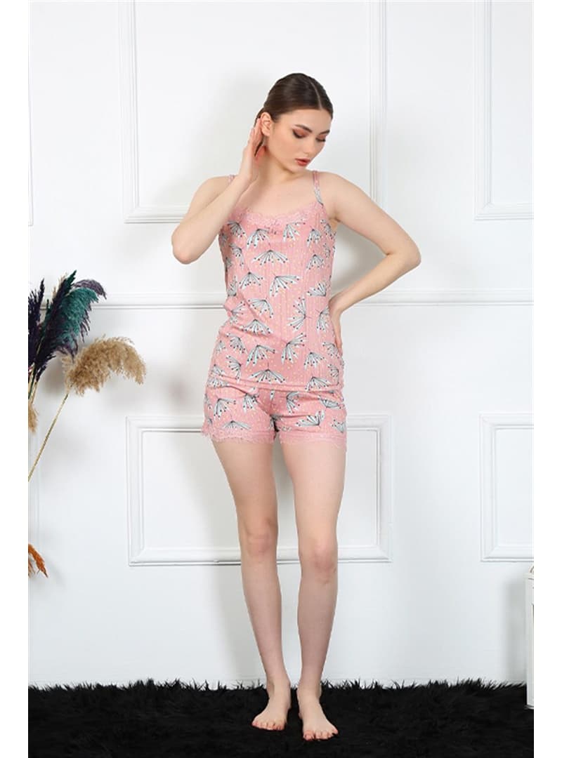 İp Askılı Şortlu Pijama Takımı Somon