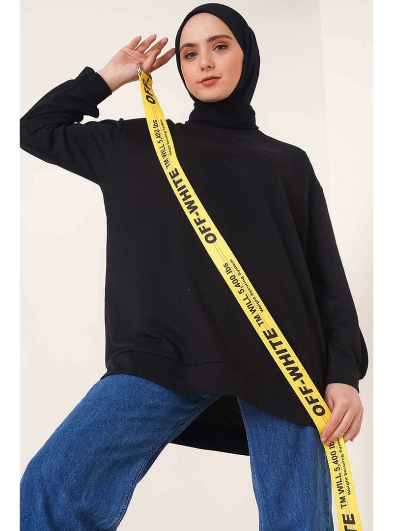 Tunik Sweat Oval Yaka Siyah