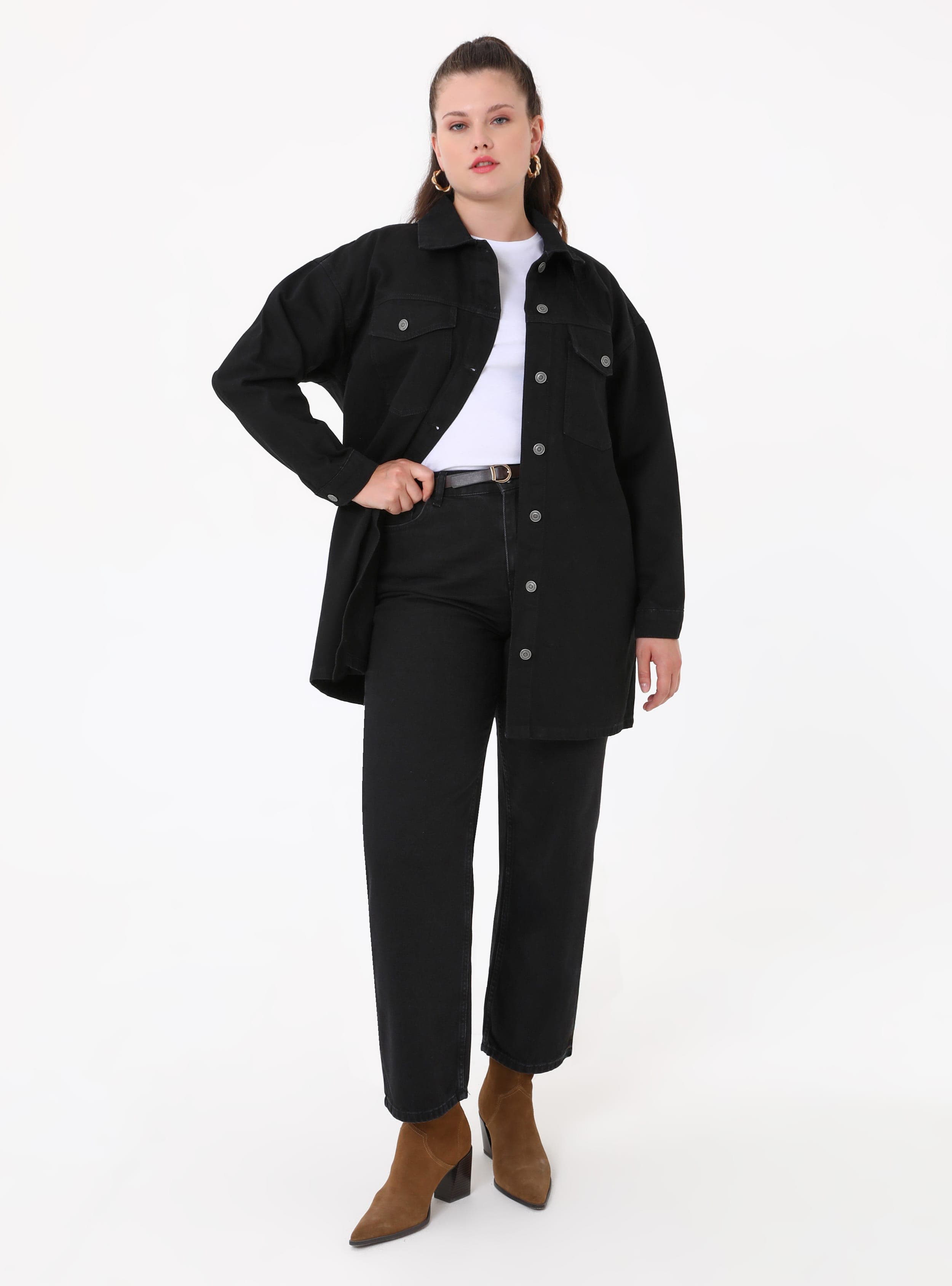 Straight Fit Denim Pantolon Siyah Alia