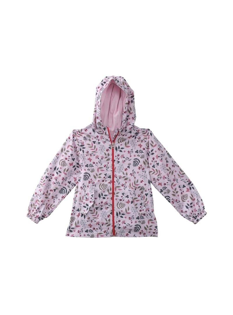 Çocuk Yağmurluk Desenli Fermuarlı Pembe