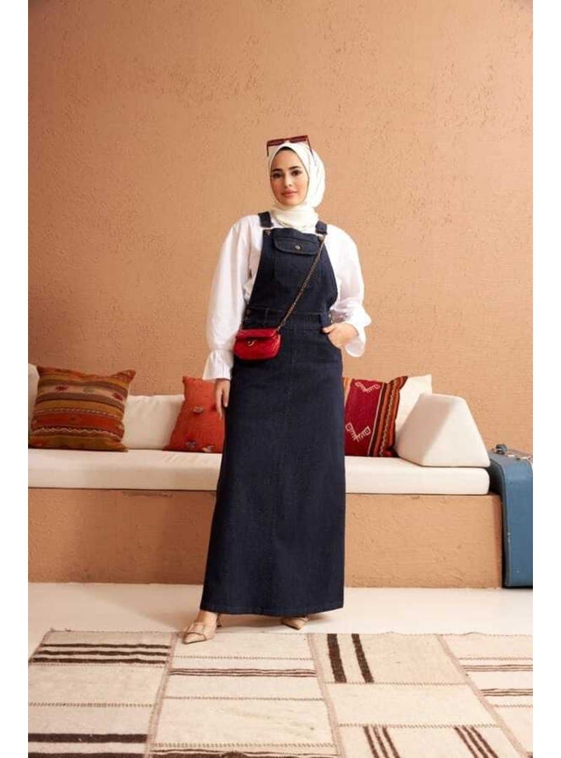 2261 Denim Salopet Etek Füme