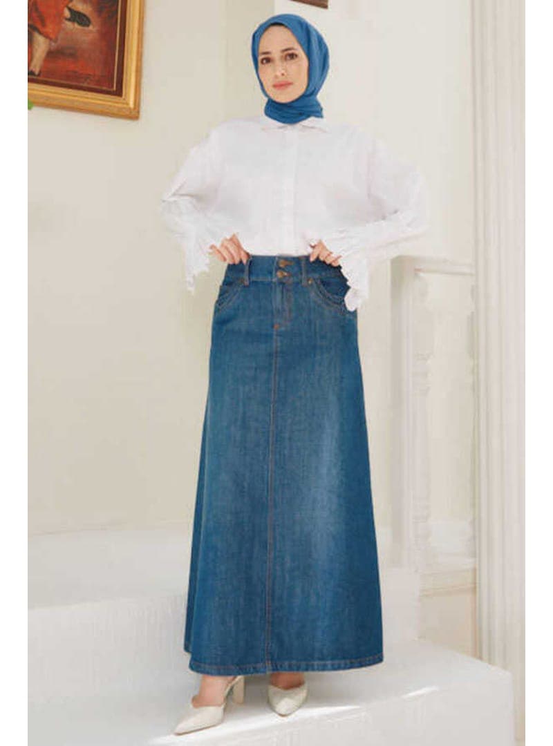 Denim Etek Koyu Mavi