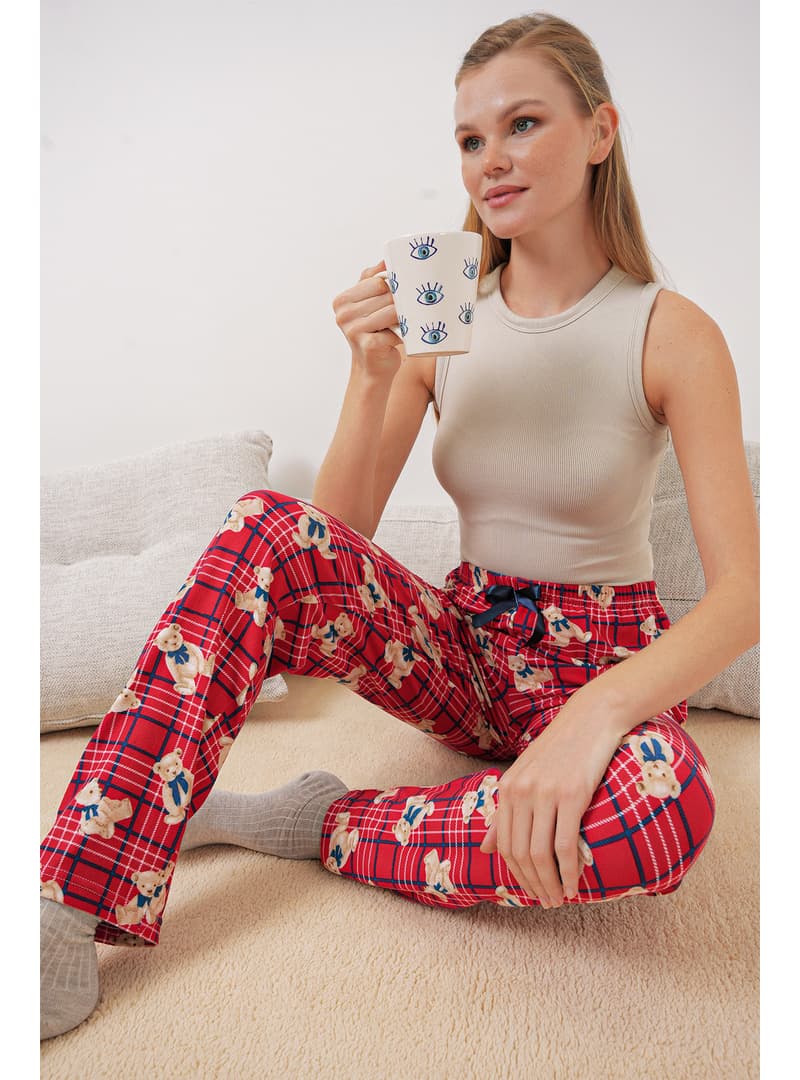 Desenli Pijama Altı - Kırmızı