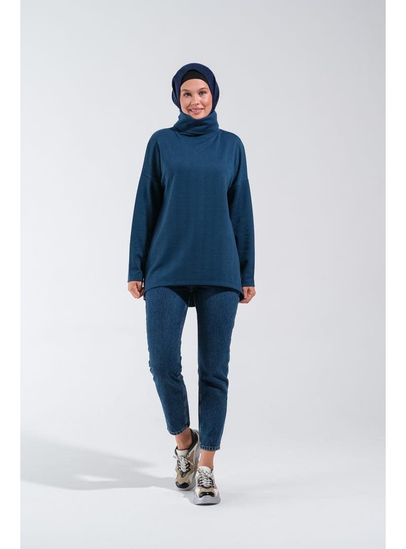 Geniş Yüksek Yakalı Tunik