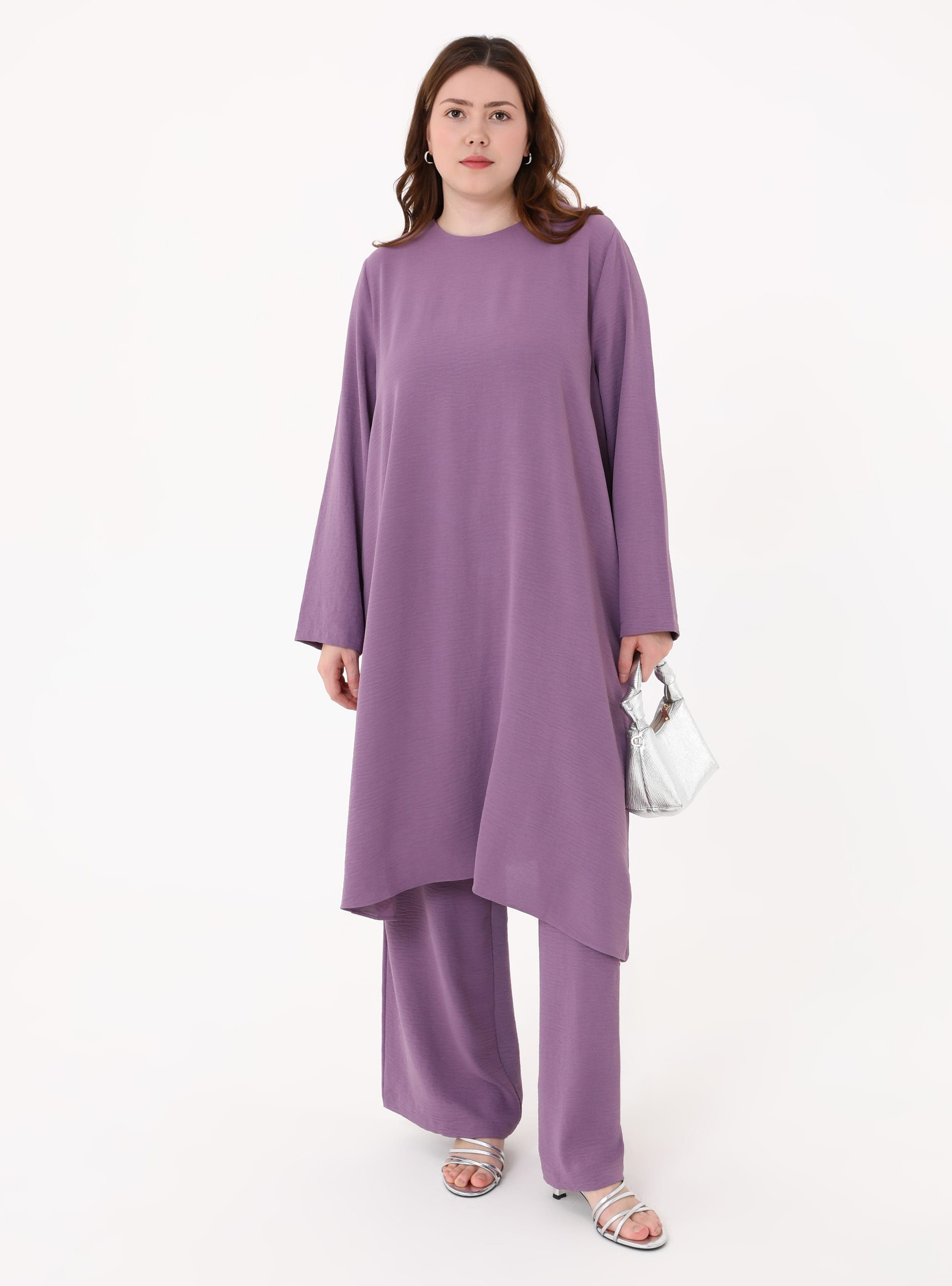 Aerobin Basic Tunik Pantolon Büyük Beden İkili Takım Mor