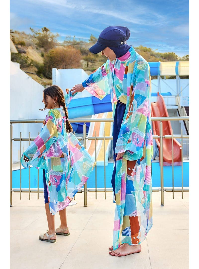 Kız Çocuk Kimono Mavi Desenli CP2505
