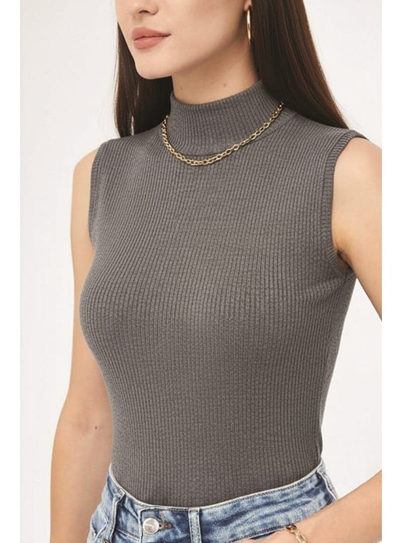 Balıkçı Yaka Triko Body Gri