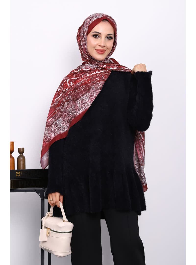 Volanlı Angora Triko Tunik Siyah