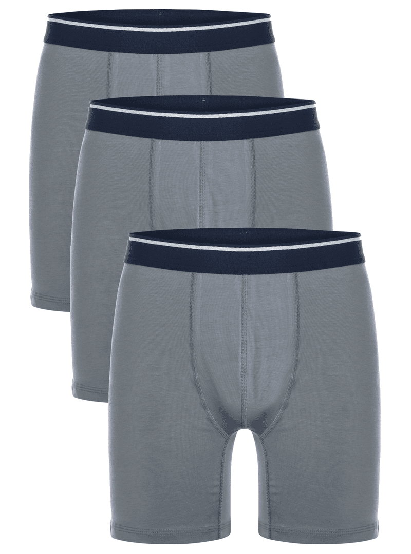 3lü Erkek Pamuklu Likralı Uzun Boxer Seti