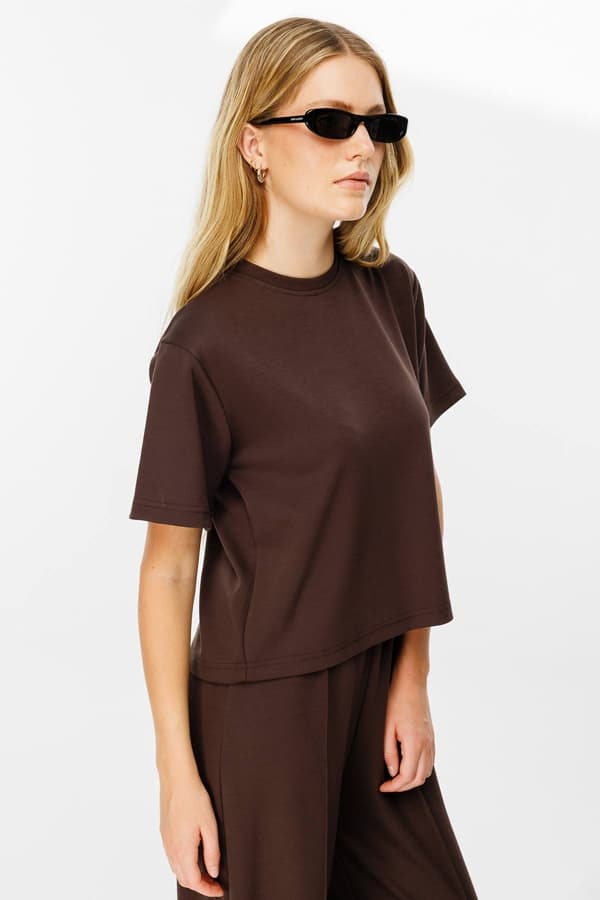 Pamuklu Basic Kahve Tshirt