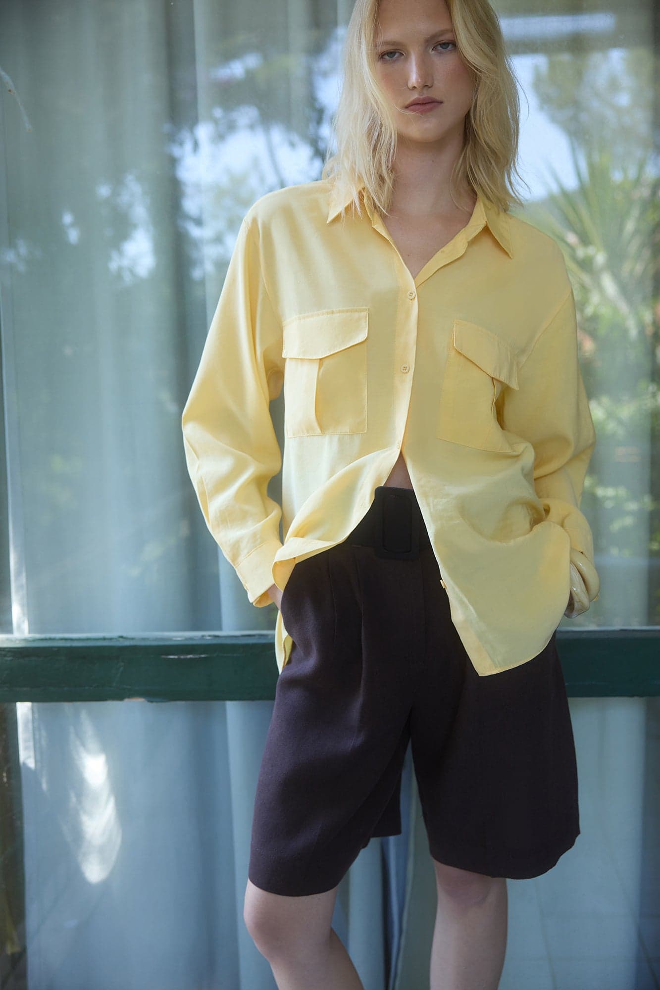 CUPRO MAXI SHIRT DRESS