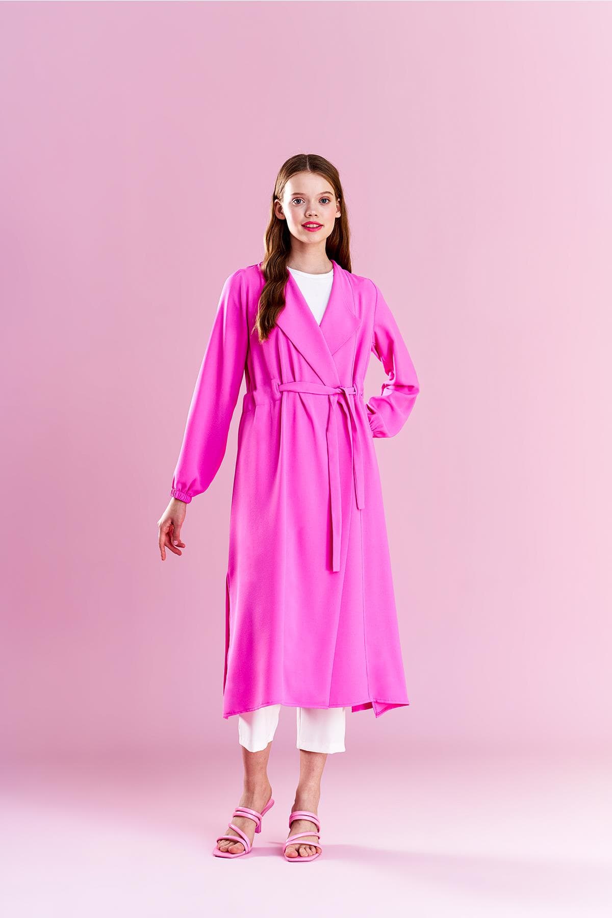 BELDEN BAĞLAMALI TRENÇ - PEMBE