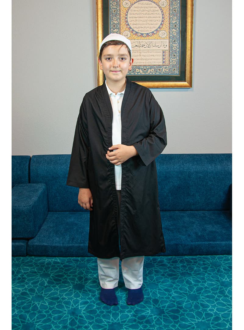 Erkek Çocuk Namaz Elbisesi - Buhara Yaka Siyah