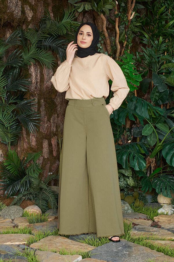 1153-Püsküllü Pantolon Etek Haki