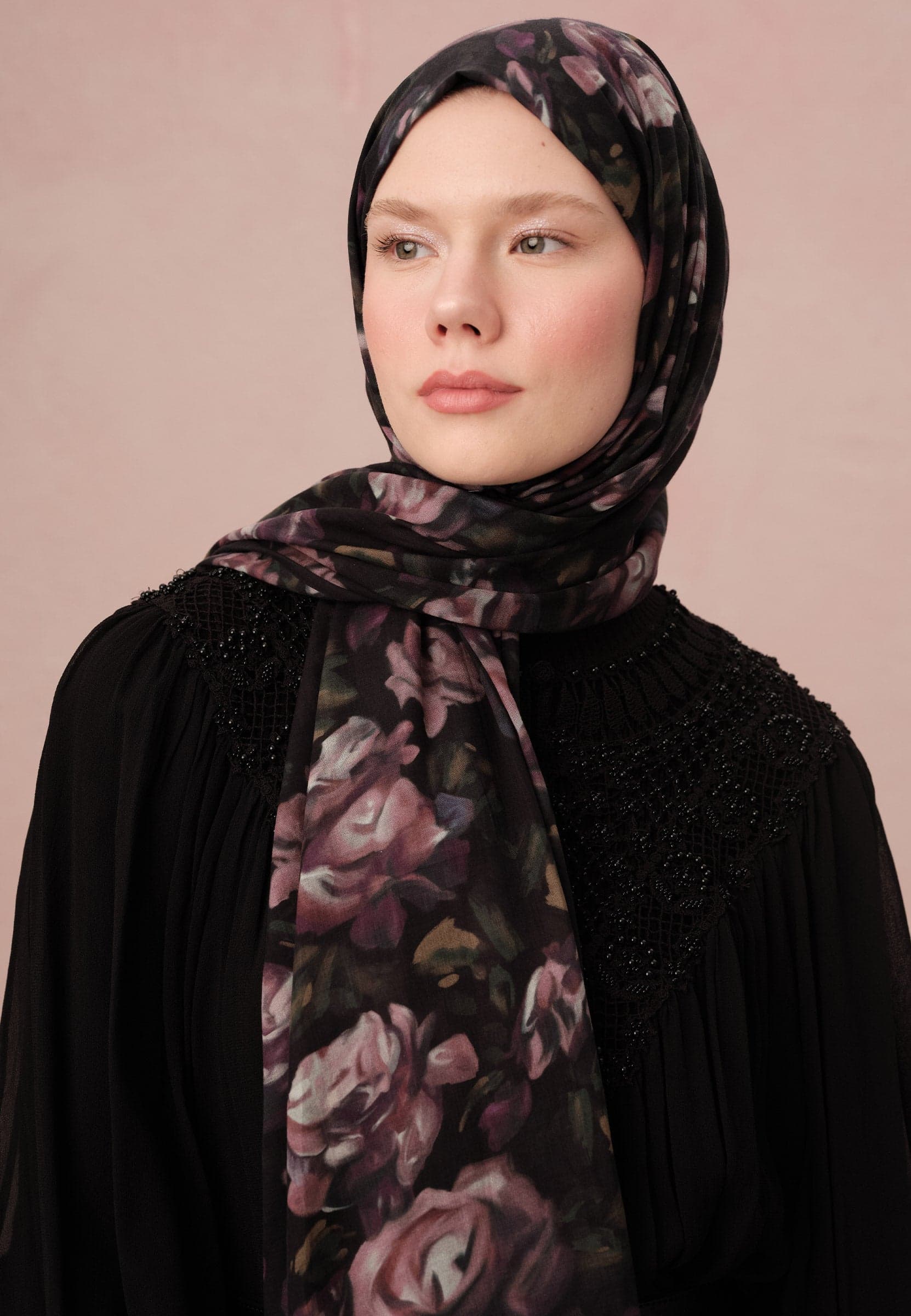 Wıld Rose Desen Vual Şal Lavanta