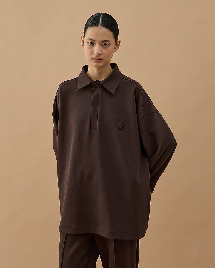 Premium Doubleface Polo Yaka Sweat Kahve