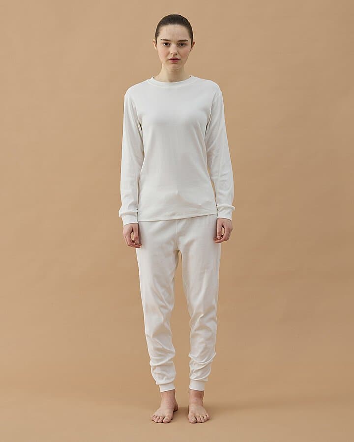 Penye Ribana Jogger Pijama Takımı Ekru