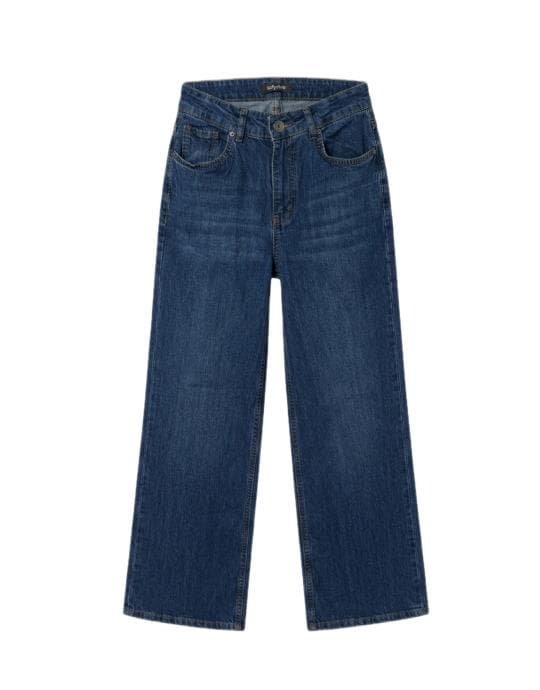Bayan Mavi Yüksek Bel Geniş Paça Jean