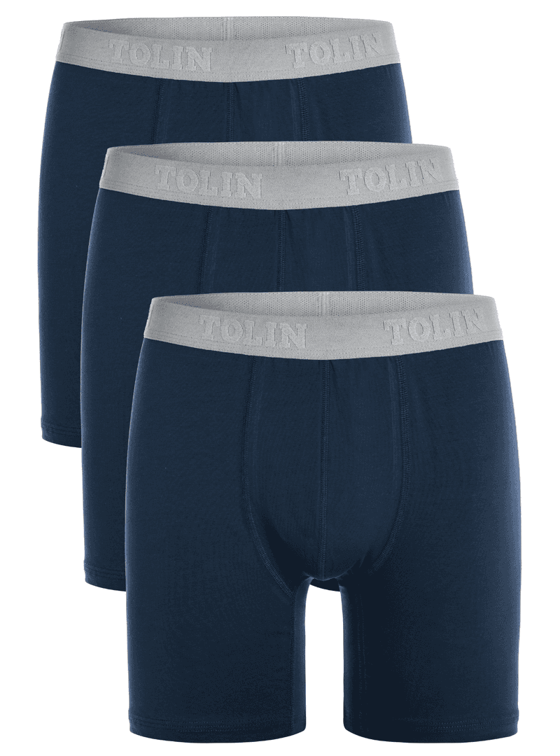 3lü Erkek Pamuklu Likralı Uzun Boxer Seti