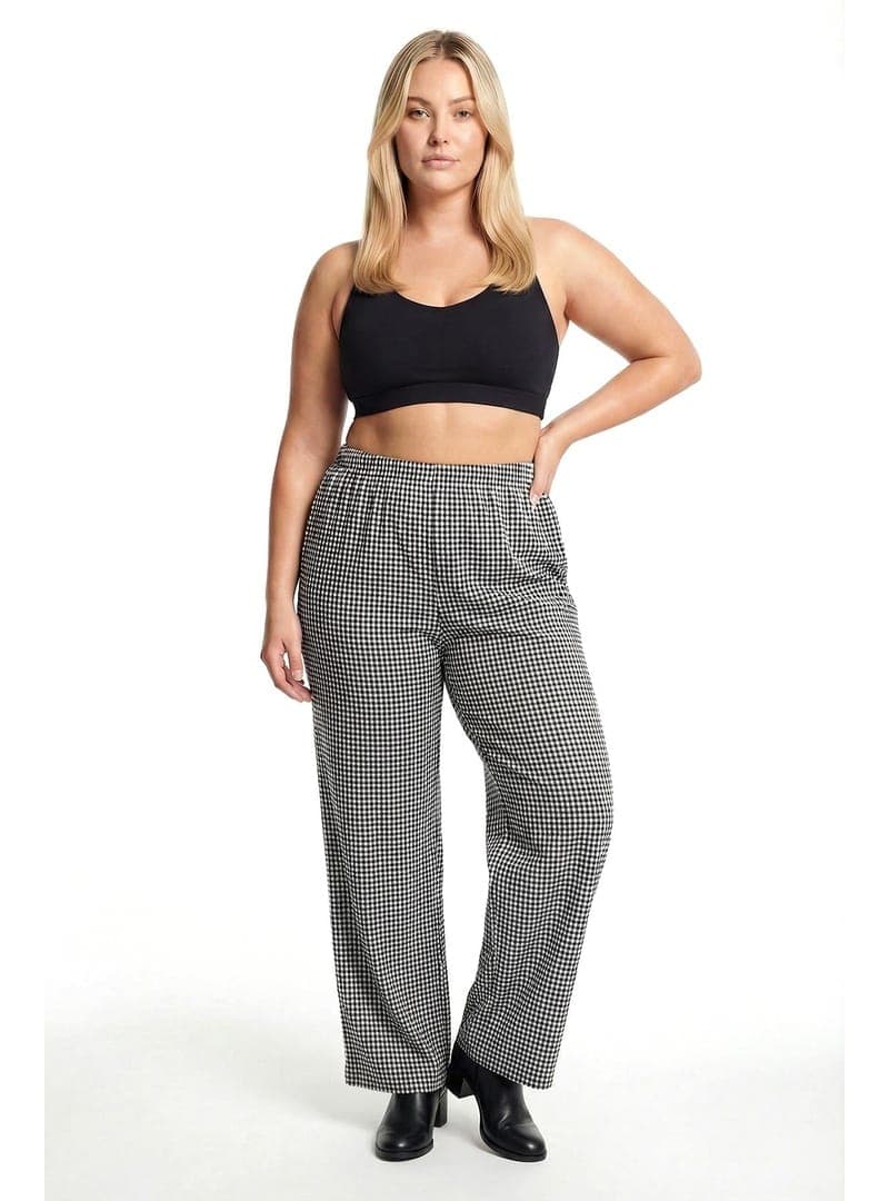 Akbeniz Siyah-Beyaz Kareli Büyük Beden Pijama Altı