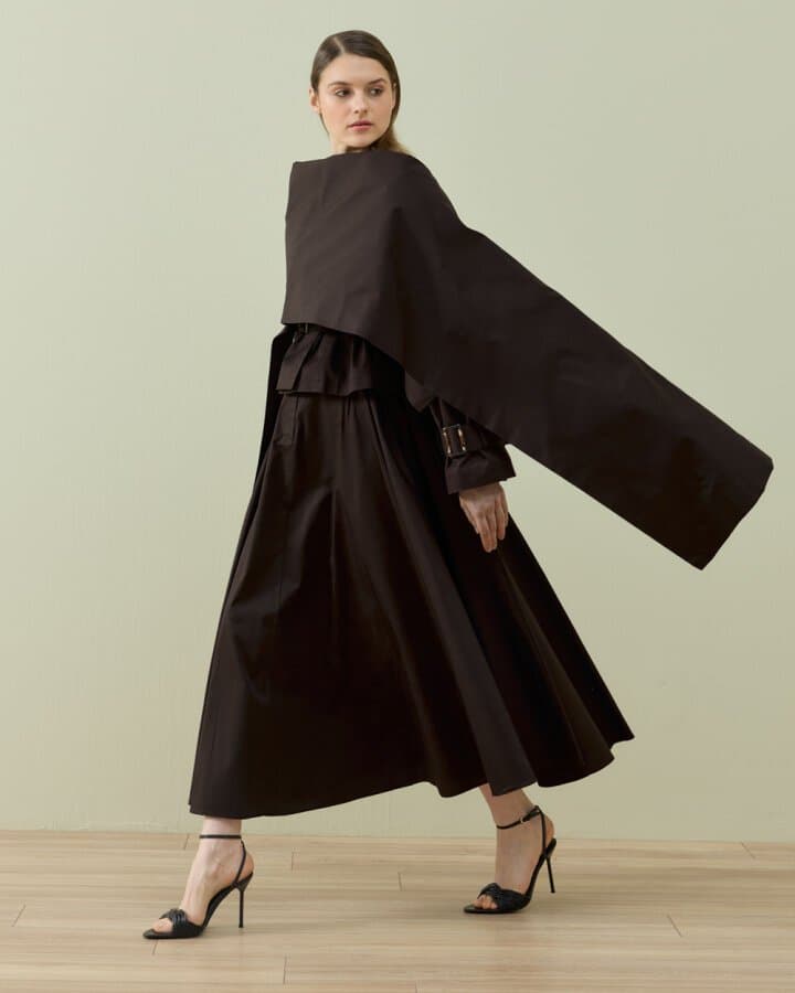 Paper Gabardin Atkılı Mini Trençkot Acı Kahve