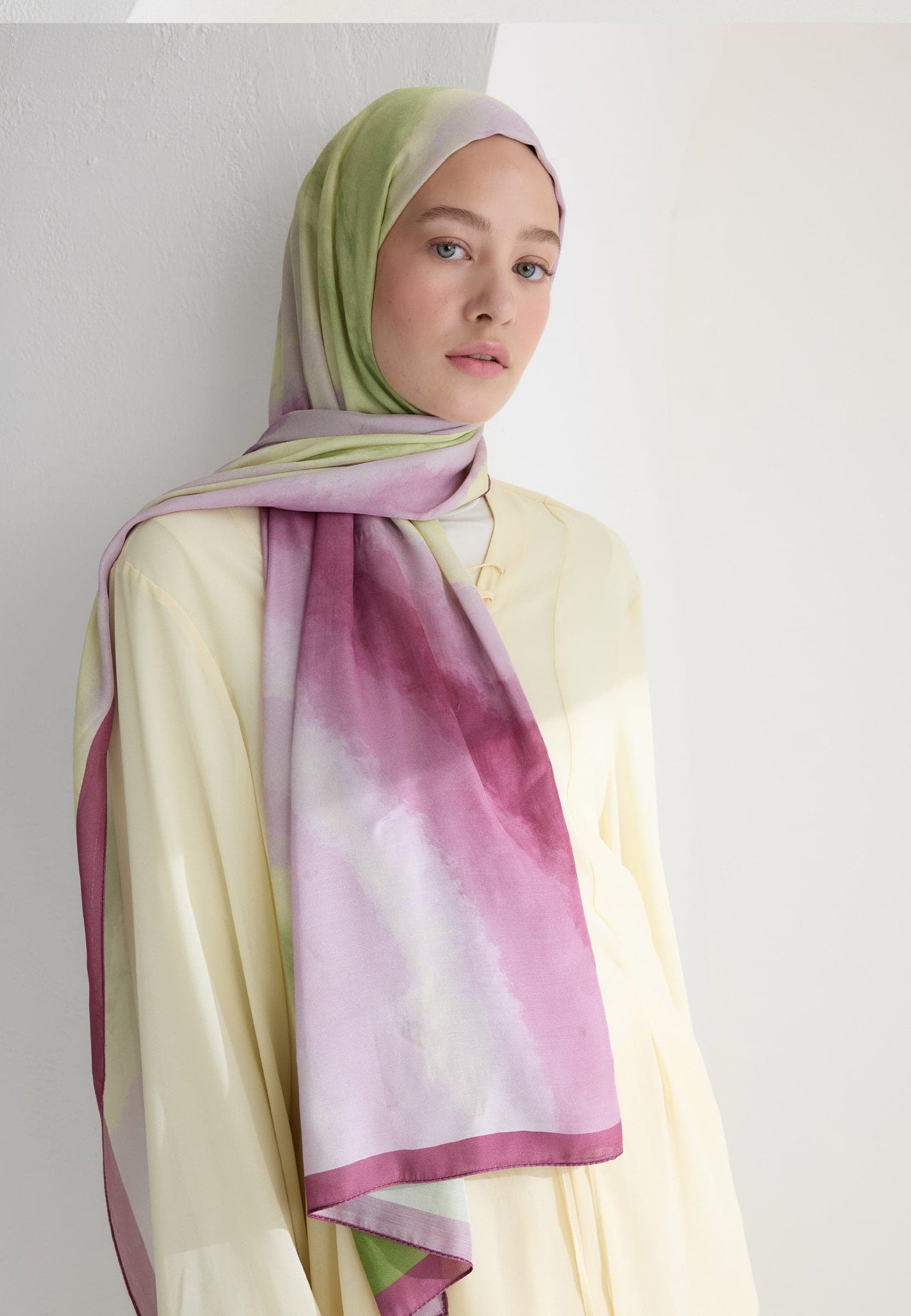 Ombre Floş Viskon Şal Gül Pembe