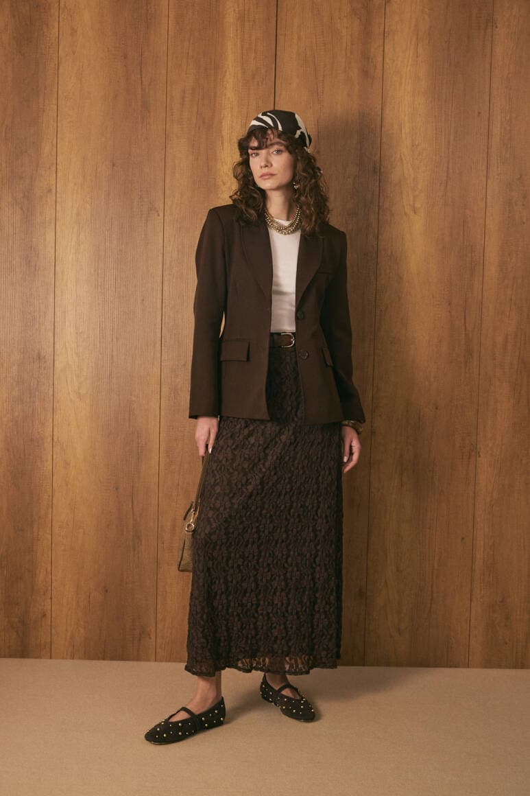Belden Oturtmalı Premium Blazer Ceket Acı Kahve