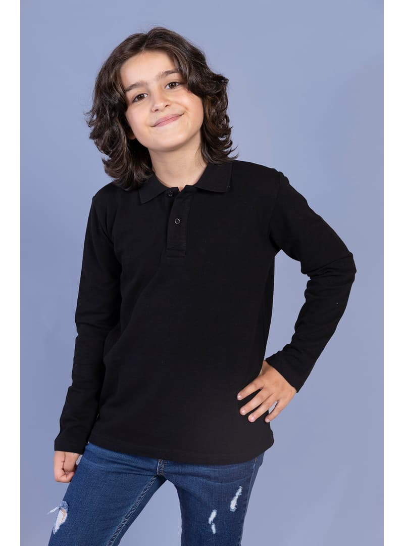 Çocuk Polo Yaka Tişört Siyah