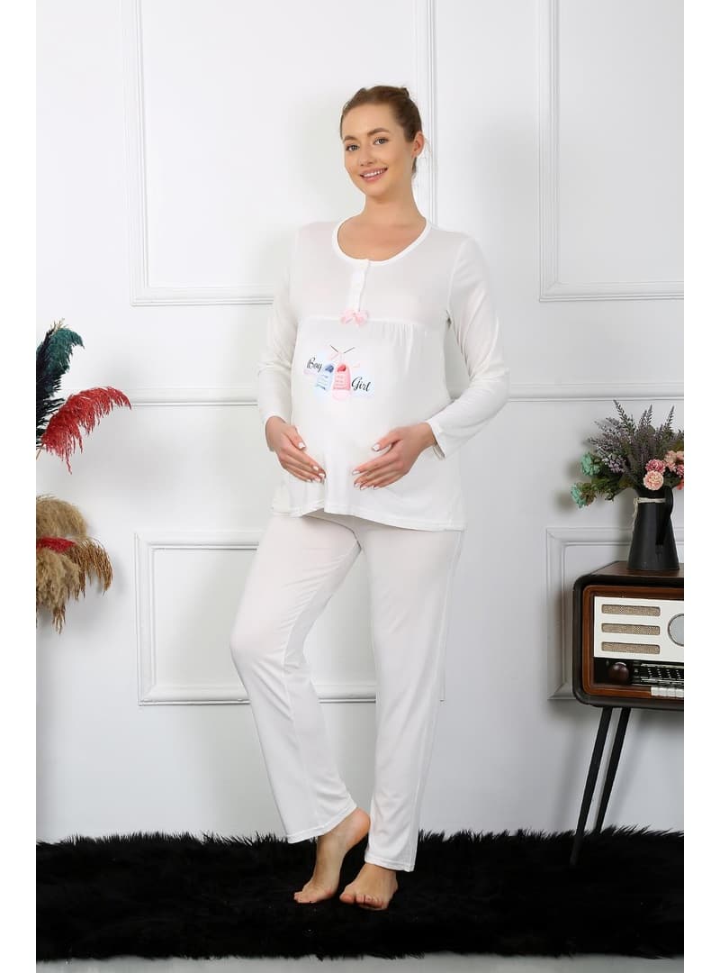 Hamile Lohusa Pijama Takımı Ekru