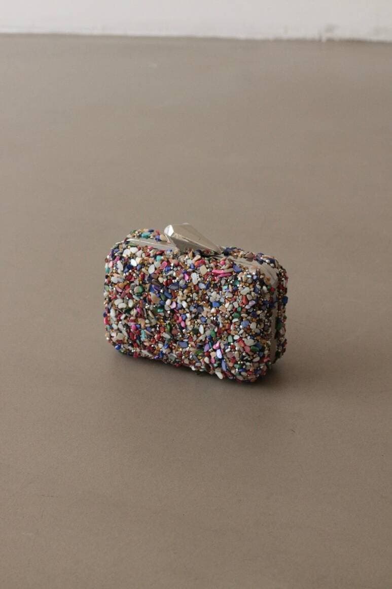 Brightness Taşlı Clutch Çanta Renkli