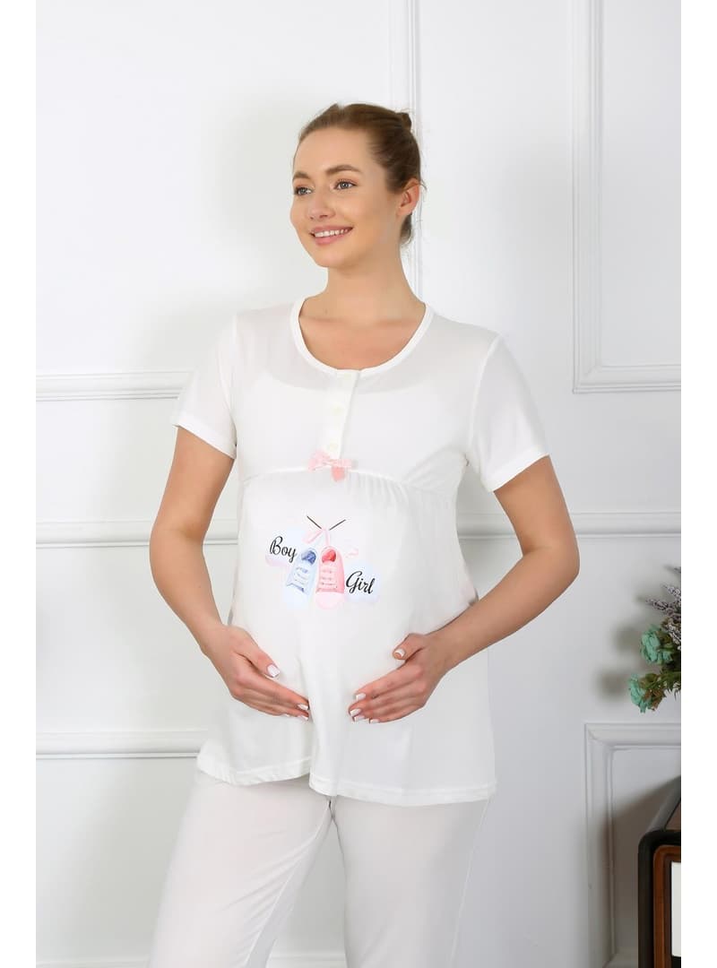 Hamile Pijama Takımı Ekru