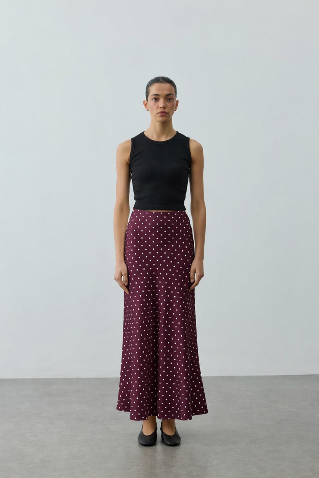 Twill Puantiye Etek Mürdüm