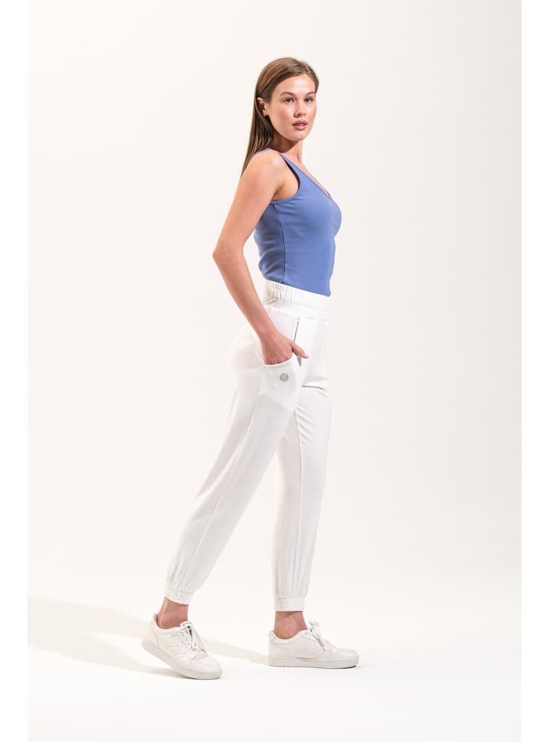 Cepli Modal Jogger Pantolon Beyaz
