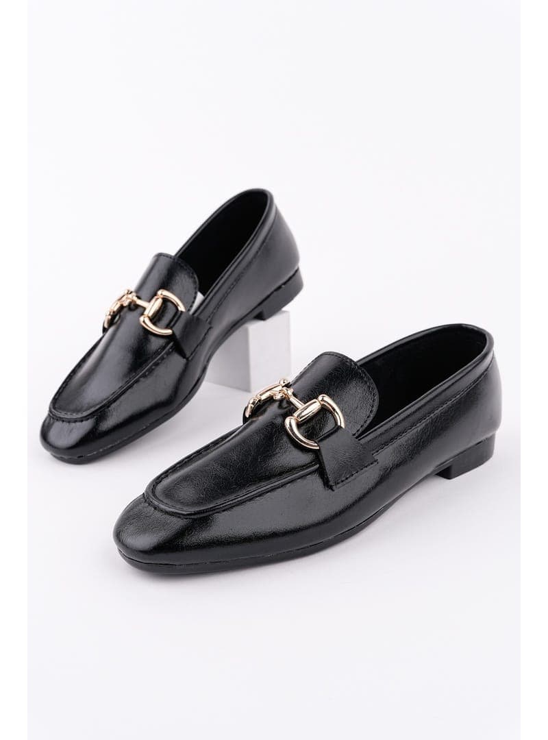 Metal Tokalı Loafer Ayakkabı Siyah