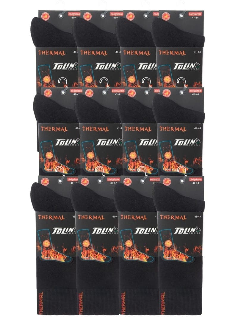 Erkek 12li Thermal Çorap Siyah