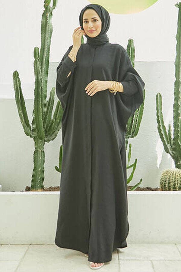 6571-Fendi Modal  Abaya Siyah