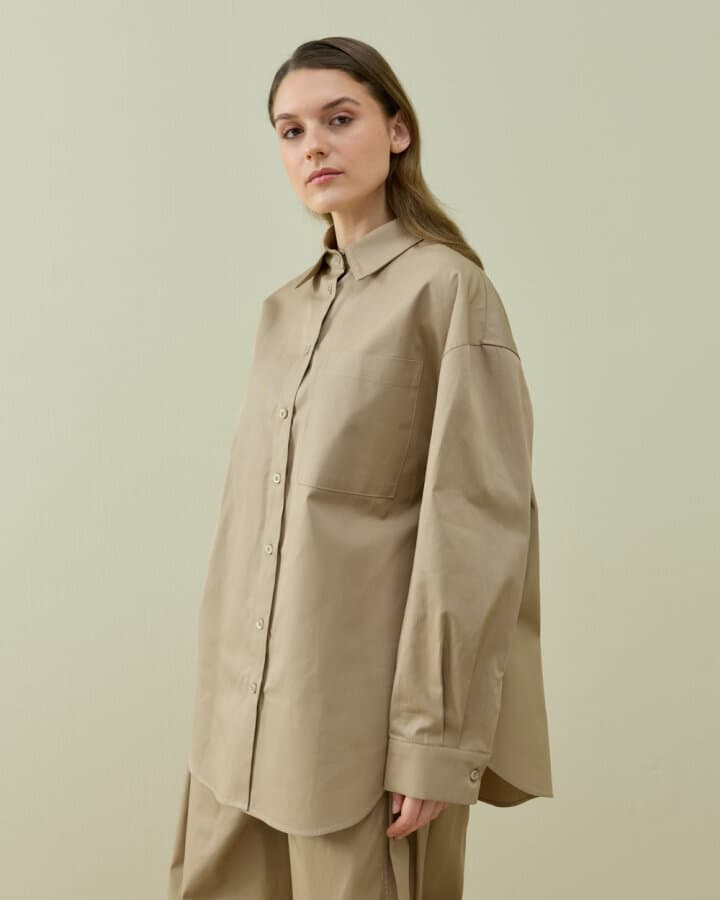 Paper Gabardin Basic Must Gömlek Camel