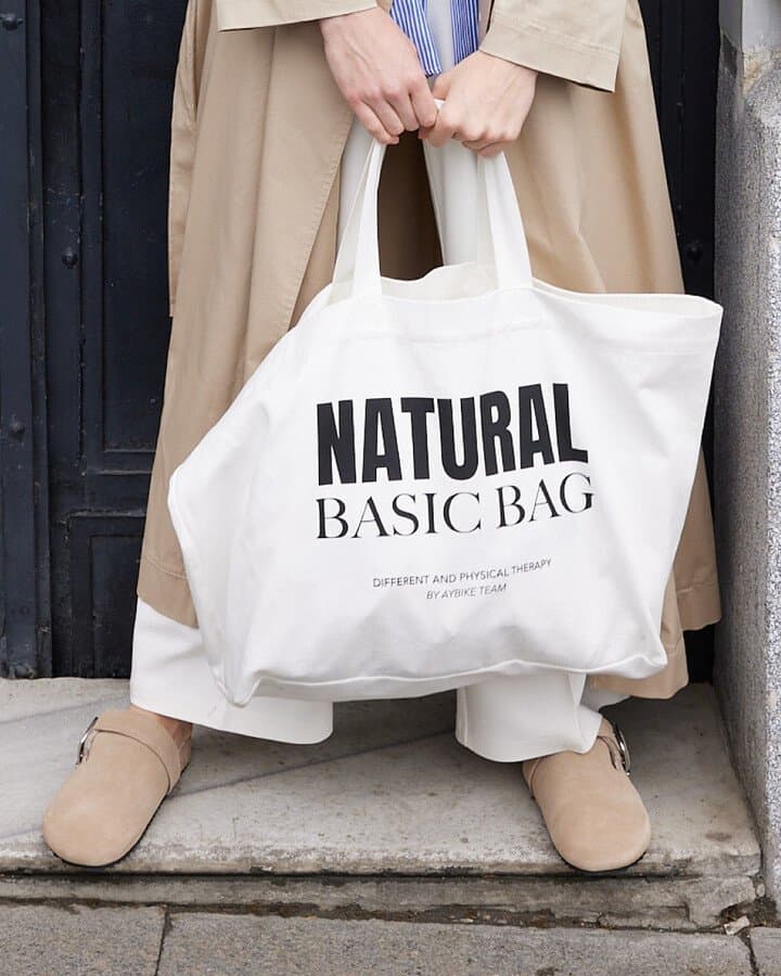 Baskılı Büyük Kanvas Shopper Çanta Ekru