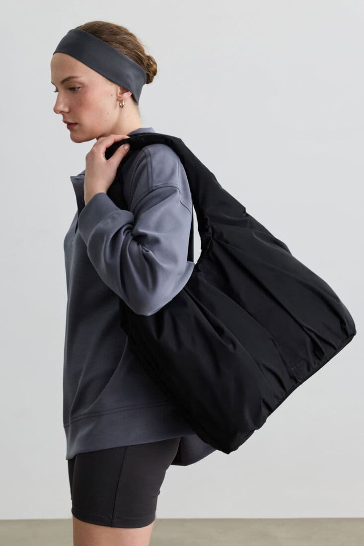 SİYAH BÜZGÜLÜ SHOPPER ÇANTA