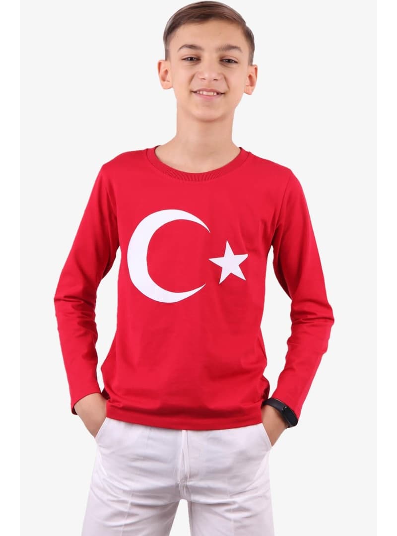 Erkek Çocuk Türk Bayraklı Baskılı Body Kırmızı