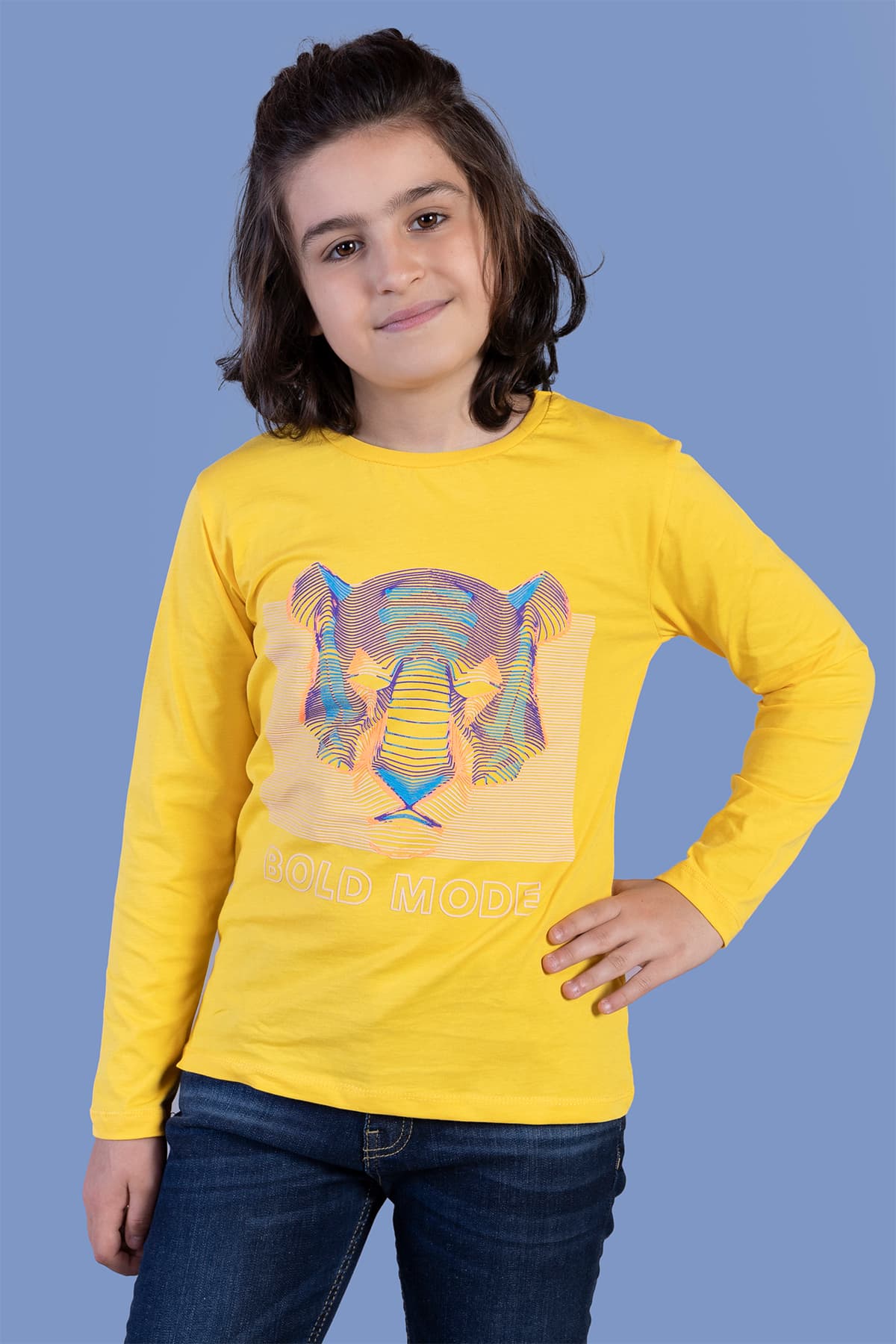 Toontoy Erkek Çocuk Kabartma Baskılı Tişört-Hardal - Hardal - Toontoy