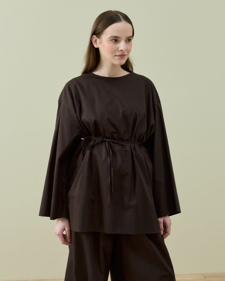 Poplin Pure Tunik Kahve
