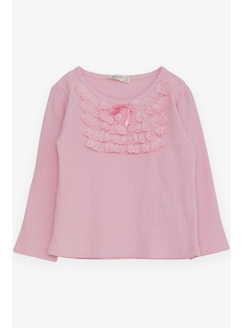 Kız Çocuk Fiyonklu Güpürlü Bluz Pembe