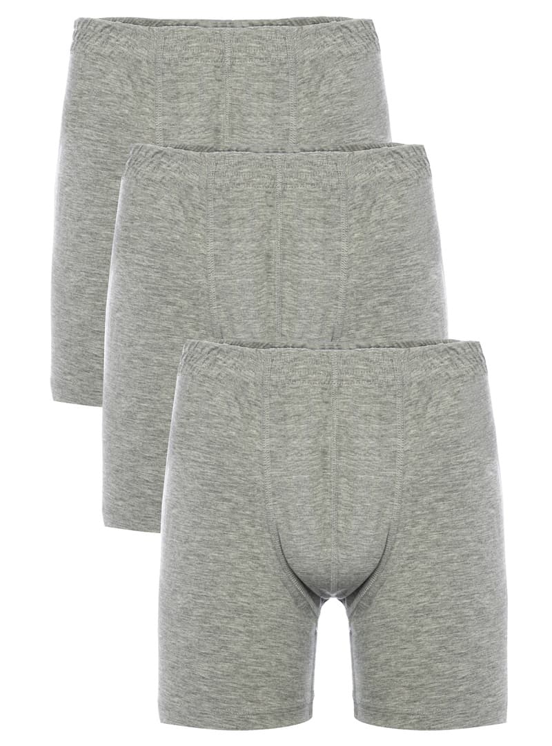 Tolin 3lü Paket Pamuklu Erkek Boxer Gri Melanj