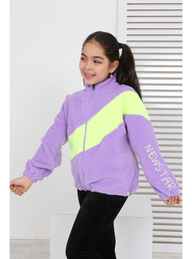 Kız Çocuk Blok Polar Hırka Sarı Pembe