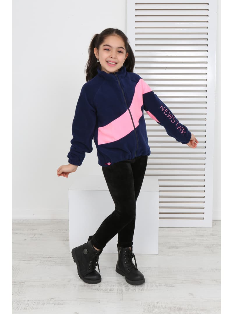 Kız Çocuk Polar Hırka Lacivert Pembe
